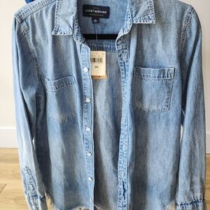NWT Lucky Brand Distressed Long Sleeve Denim Shirt